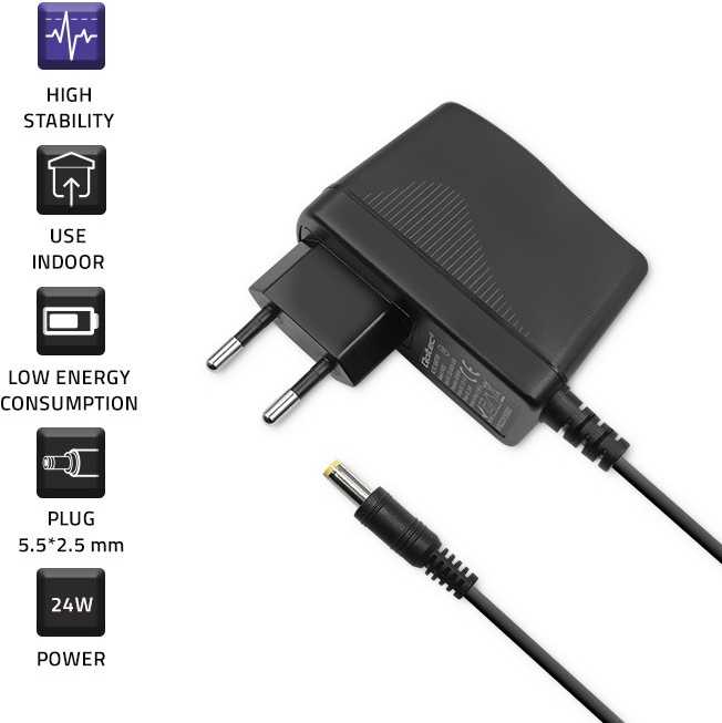 Qoltec 24w maitinimo šaltinis | 12v | 2a | 5,5x2,5