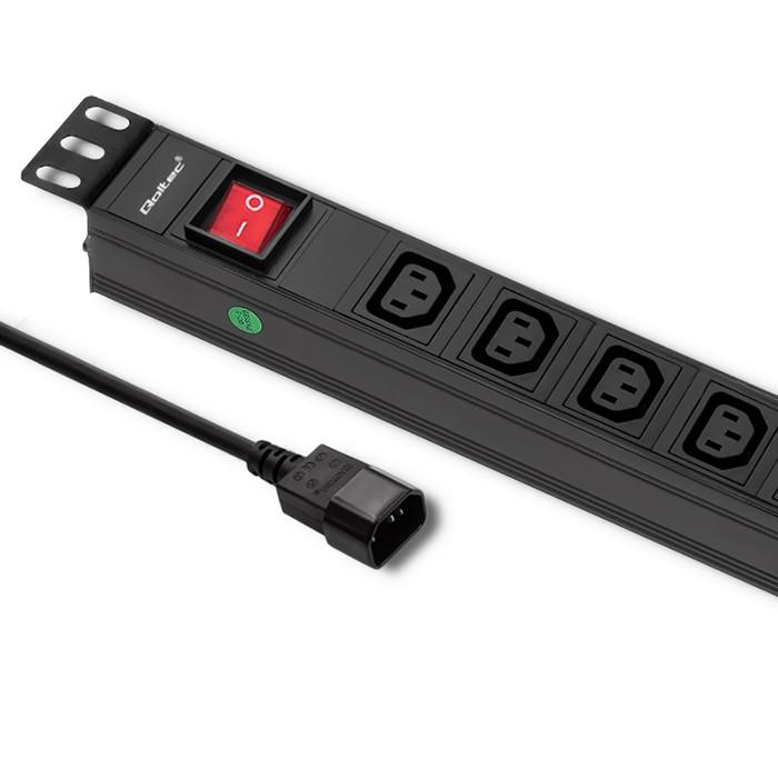 QOLTEC 53998 Apsauga nuo viršįtampių Qoltec skirta RACK 19 1U 10A PDU 8xIEC C13 2m