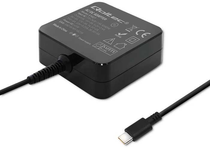 „Qoltec“ 65 W maitinimo šaltinis | 5–20,3 V | 2–3,25 A | USB C tipo | PD