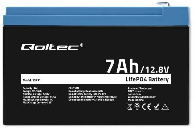 Qoltec Akumuliatorius lifepo4 | 12.8V | 7Ah | 89.6Wh | bms
