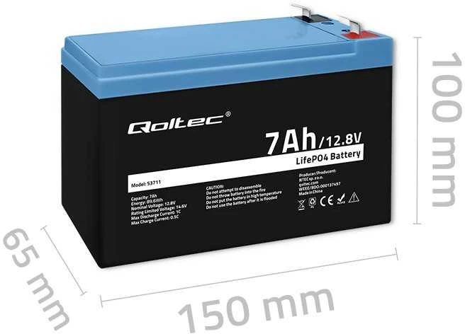 Qoltec Akumuliatorius lifepo4 | 12.8V | 7Ah | 89.6Wh | bms