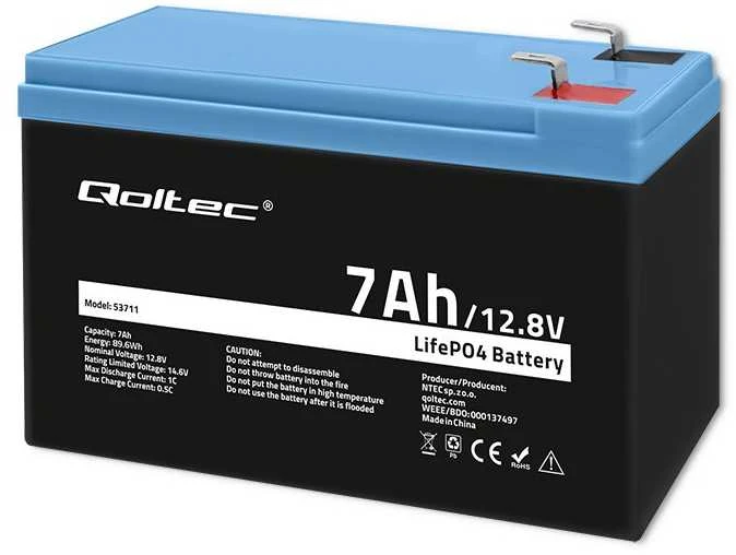 Qoltec Akumuliatorius lifepo4 | 12.8V | 7Ah | 89.6Wh | bms