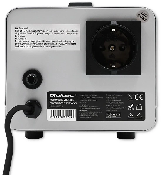 Qoltec automatinis stabilizator napięcia avr 500va