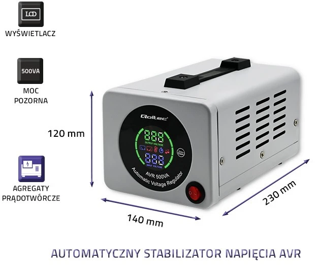 Qoltec automatinis stabilizator napięcia avr 500va