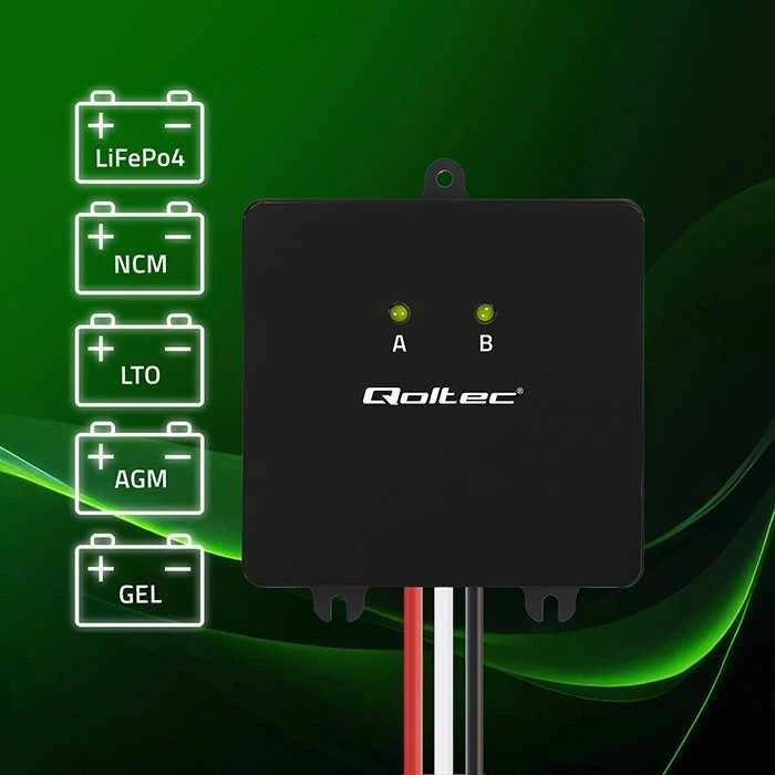 Qoltec 24 V įtampos balansavimo įrenginys 2 x 12 V akumuliatoriams | 5A | lifepo4 agm gelio