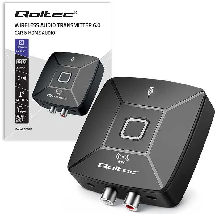 Qoltec Belaidė HiFi garso siųstuvas imtuvas Bluetooth 6.0 NFC