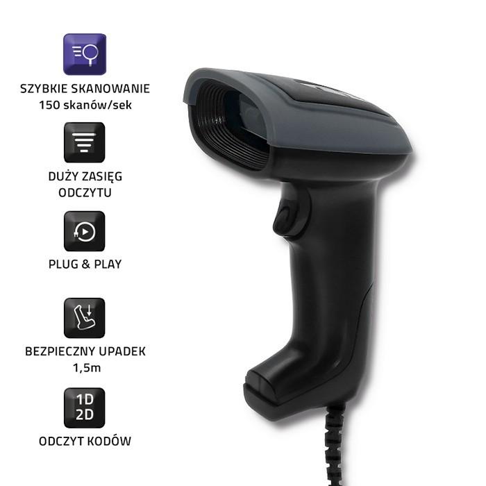 Qoltec 50863 laidinis QR & Brūkšninio kodo skaitytuvas | USB