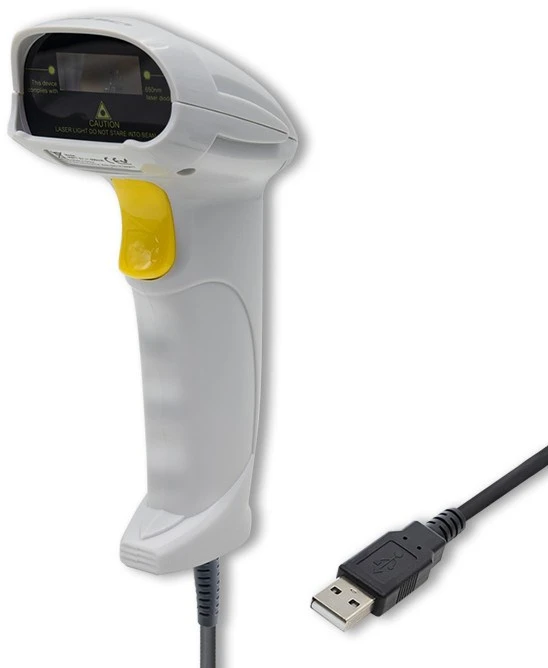 QOLTEC 50877 lazerinis scanner 1D USB Baltas