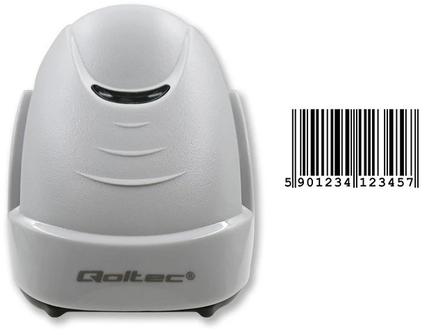 QOLTEC 50877 lazerinis scanner 1D USB Baltas