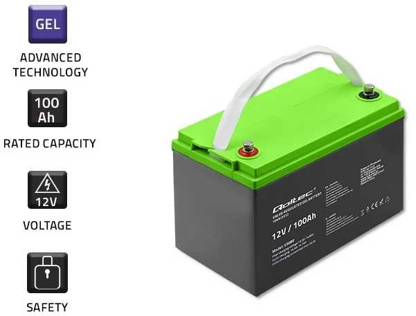 Qoltec Gelio baterija | 12v | 100h | gelis