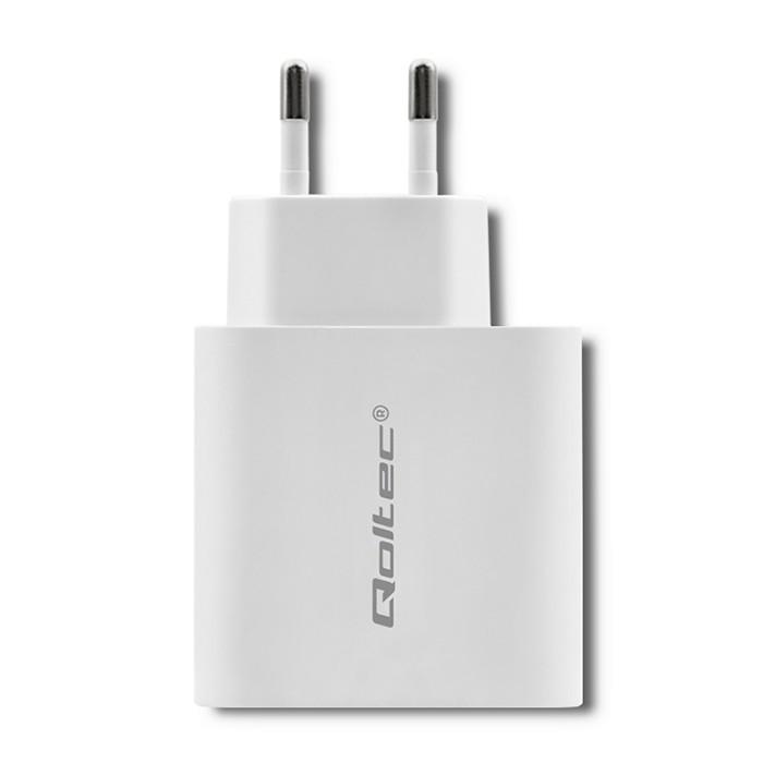 QOLTEC 51718 Įkroviklis 42W 5-20V 2.4-3A USB tipas C PD USB Baltas
