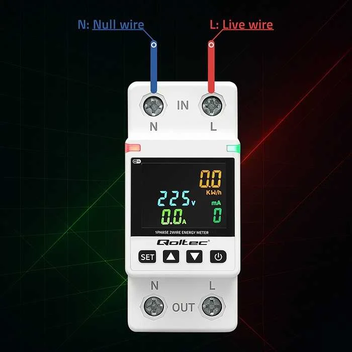 „Qoltec“ vienfazis elektroninis vatmetras | Energijos suvartojimo matuoklis | DIN35 | Nuotolinio valdymo pultas | Matavimų istorija | „Wi-Fi“ | TUYA | Išmanusis gyvenimas