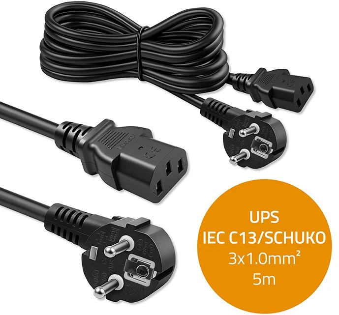 Qoltec Maitinimo kabelis SCHUKO CEE 7/7 kampuotas IEC C13 5m