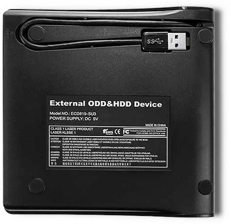 Qoltec išorinis USB 3.0 9,5 mm SATA optinio disko dėklas su integruotu laidu