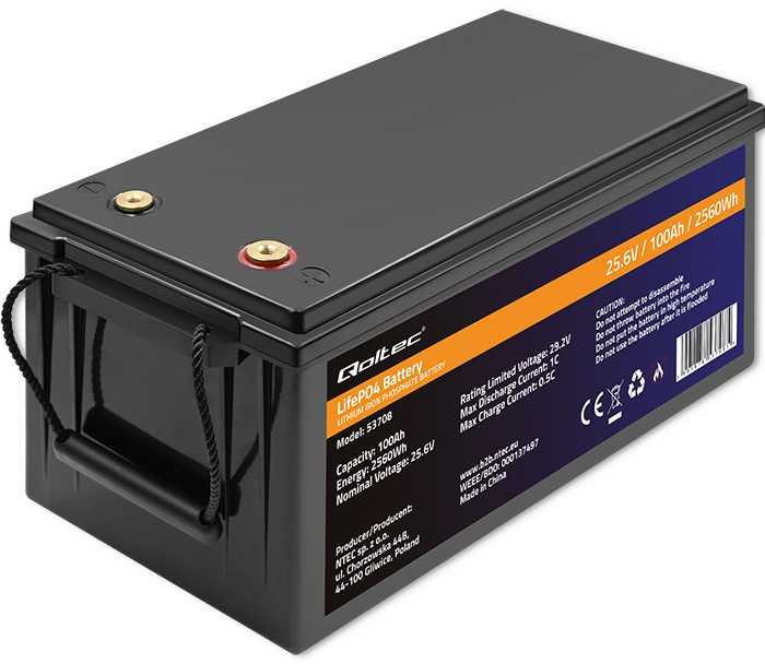 Qoltec Qoltec Akumuliatorius LiFePO4 Litowo-Żelazowo-Fosforanowy | 25.6V | 100Ah | 2560Wh | BMS