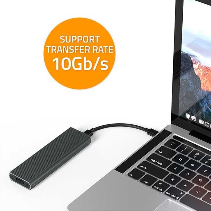 Qoltec M.2 SSD disko dėklas | nvme | pcie | usb3.1 | 10gbps | 4 tb | grafitas