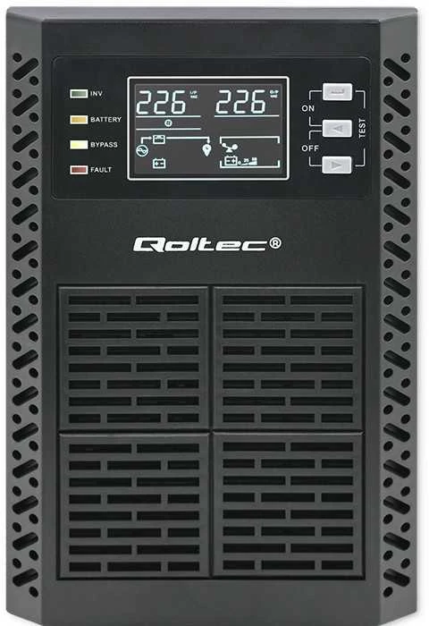 Qoltec UPS 2kVA | 2000 W | galios koeficientas 1.0 | LCD | EPO | USB | prisijungęs