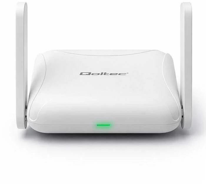 „Qoltec 56980 Home & Travel“ 4G LTE maršrutizatorius su „Wi-Fi 6“ | AX300 | 2,4 GHz | Dviguba antena | USB-C | Micro SIM