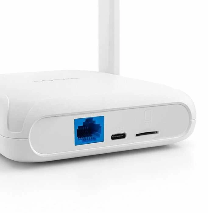„Qoltec 56980 Home & Travel“ 4G LTE maršrutizatorius su „Wi-Fi 6“ | AX300 | 2,4 GHz | Dviguba antena | USB-C | Micro SIM