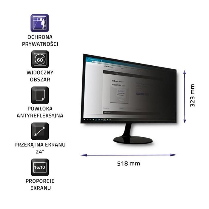 Qoltec 51061 Privatumo filtras 24" | 16:10