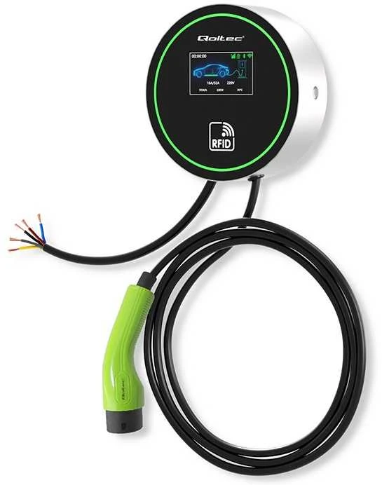 „Qoltec“ elektromobilių įkrovimo stotelė 2 viename, 2 tipo, 22 kW, su „Wi-Fi“, 5 m