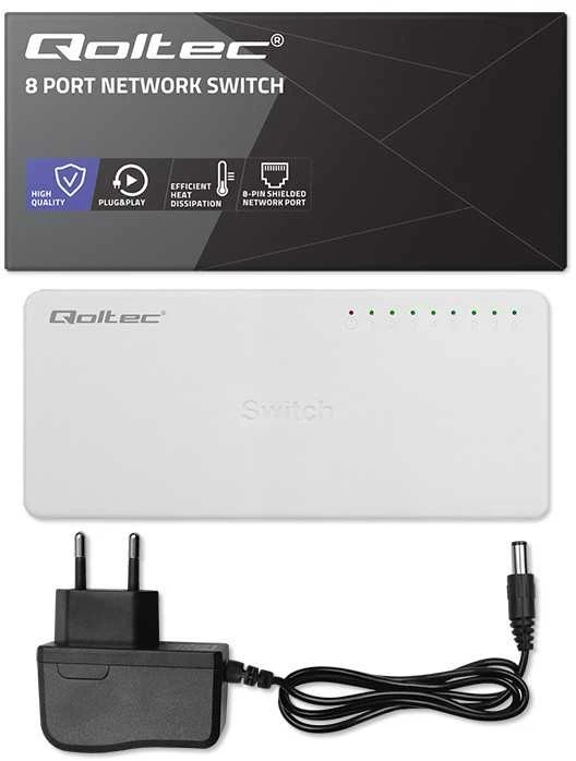 Šakotuvas Qoltec Switch przełącznik sieciowy 8 x port rj45 | 100mbps | fast ethernet | lan