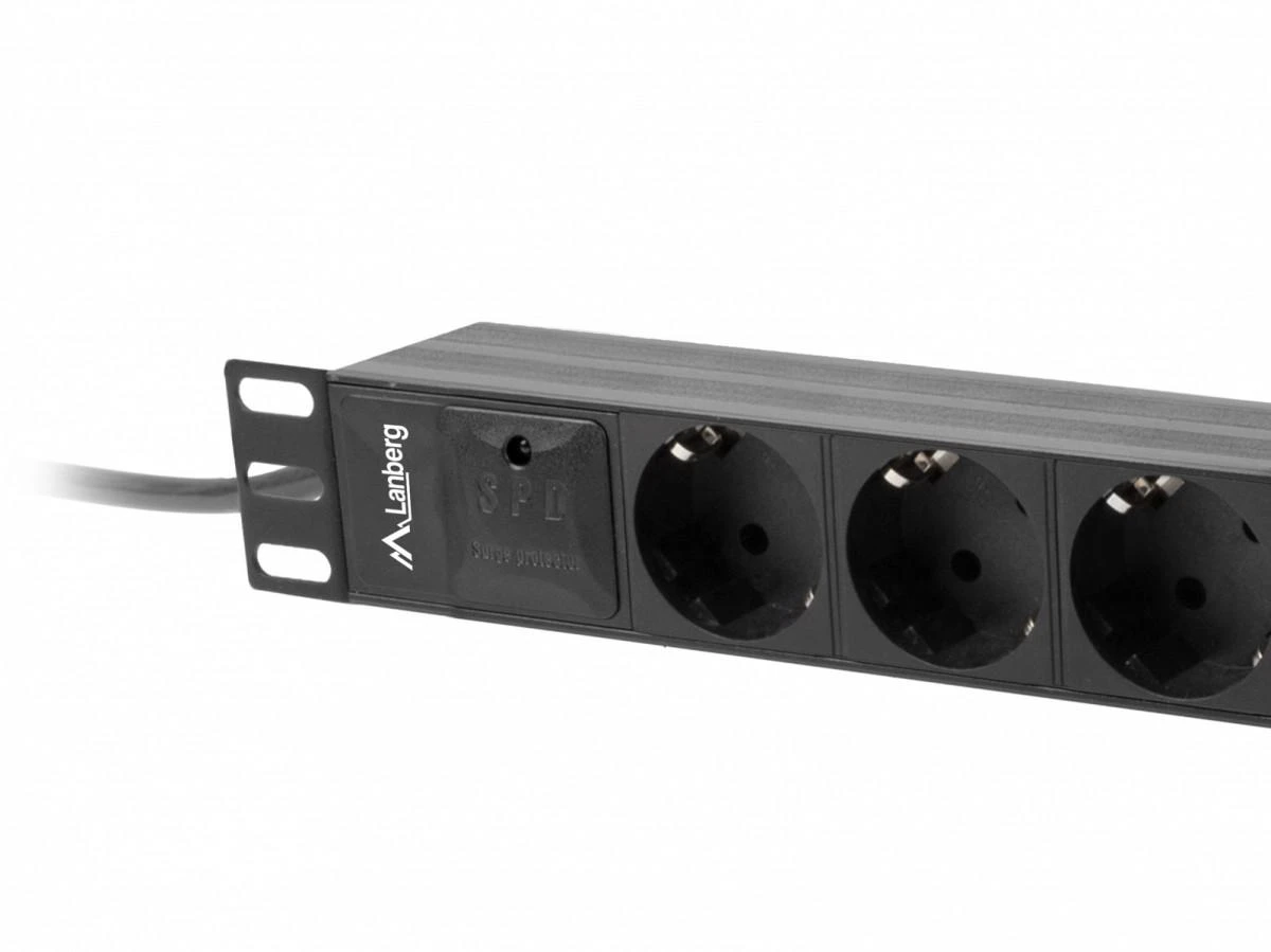 LANBERG PDU-03F-0200-BK PDU 10 1U 16A 3x 230v Schucko 2m Juodas