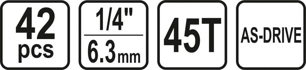 Sthor Toya Sa Poland Galvučių su terkšle rinkinys | 6.3 mm (1/4") | 42 vnt. (58641)