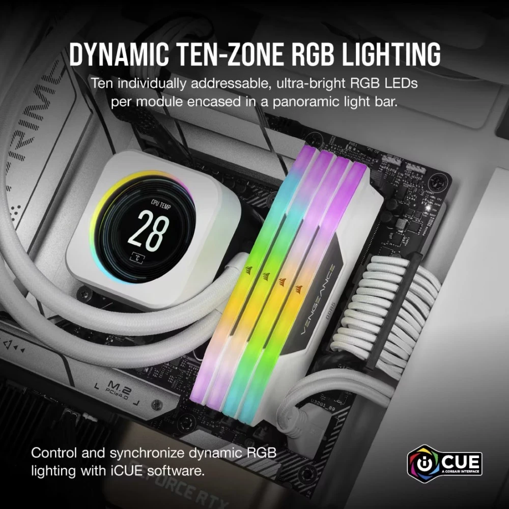 RAM 32 GB PC 5200 CL40 CORSAIR KIT (2x16 GB) VENGEANCE RGB W mažmeninė prekyba