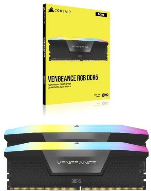 RAM CORSAIR VENGEANCE RGB 32GB 2x16GB DDR5 6000MT/s DIMM Nebuferinis 30-36-36-76 Std PMIC XMP 3.0 Juodas Heatspreader 1.4V