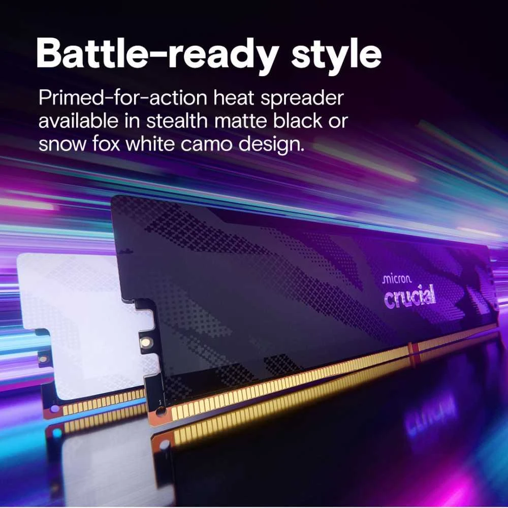 RAM „Crucial Pro Overclocking“ 16 GB [1x16 GB 6400 MHz DDR5 CL32 UDIMM] balta