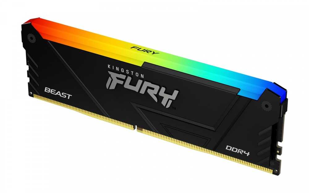 RAM „Kingston KF436C18BB2AK4/128“ 128 GB 3600 MT/s DDR4 CL18 DIMM (4 vnt. rinkinys) „FURY Beast RGB“ | „Kingston“