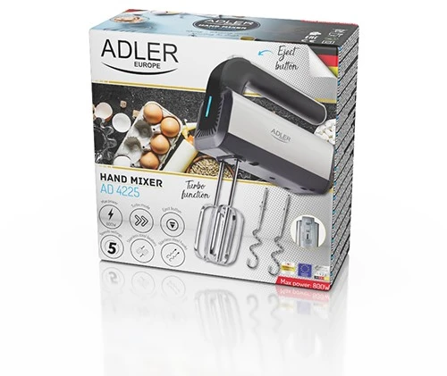 Plakiklis Adler | Hand mixer | AD 4225 | Hand Mixer | 300 W | Greičių skaičius 5 | Turbo mode | Nerūdijantis plienas