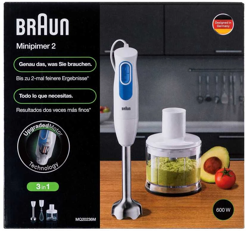 BRAUN MultiQuick 2 Rankinis maišytuvas MQ20236MWH, 600W, Nerūdijantis plienas blades, Baltas/mėlynas