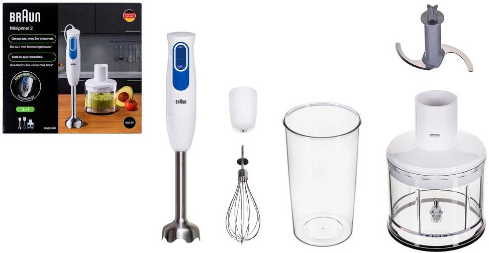 BRAUN MultiQuick 2 Rankinis maišytuvas MQ20236MWH, 600W, Nerūdijantis plienas blades, Baltas/mėlynas