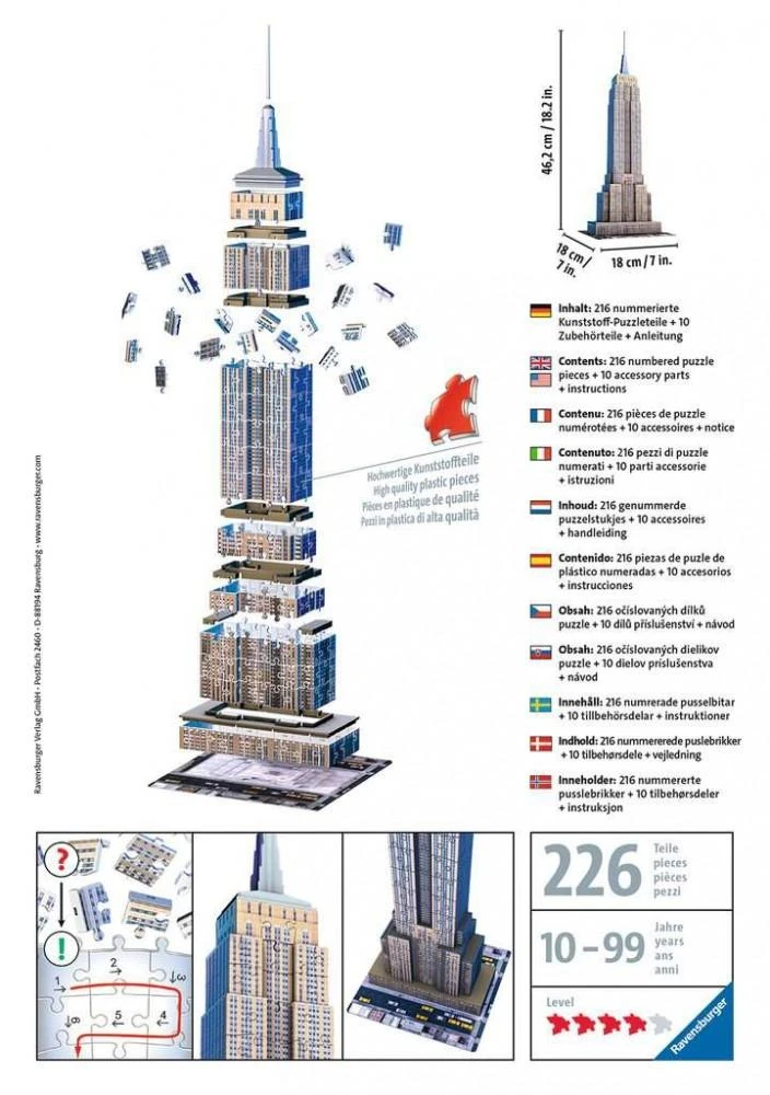Ravensburger 3D Dėlionė 216 vnt. - Empire State Building