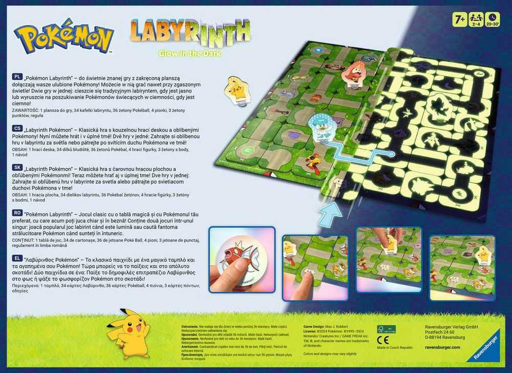 Ravensburger Dark RAV žaidimas Labyrinth Pokémon, švytintis tamsoje.22839