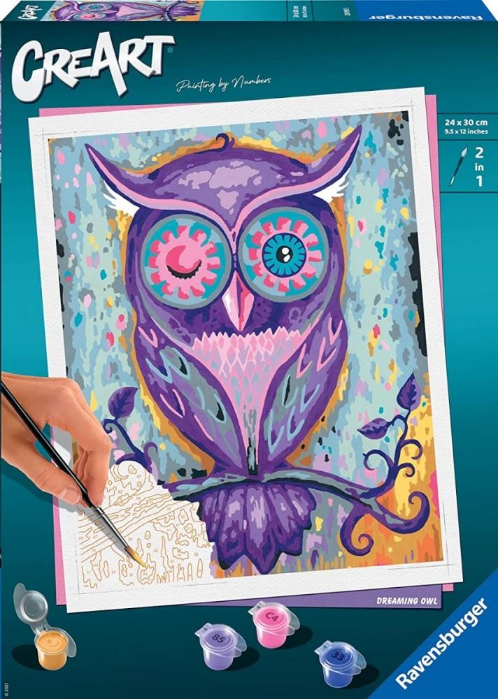 Tapymas pagal skaičius CreArt Dreaming Owl 28990 Ravensburger
