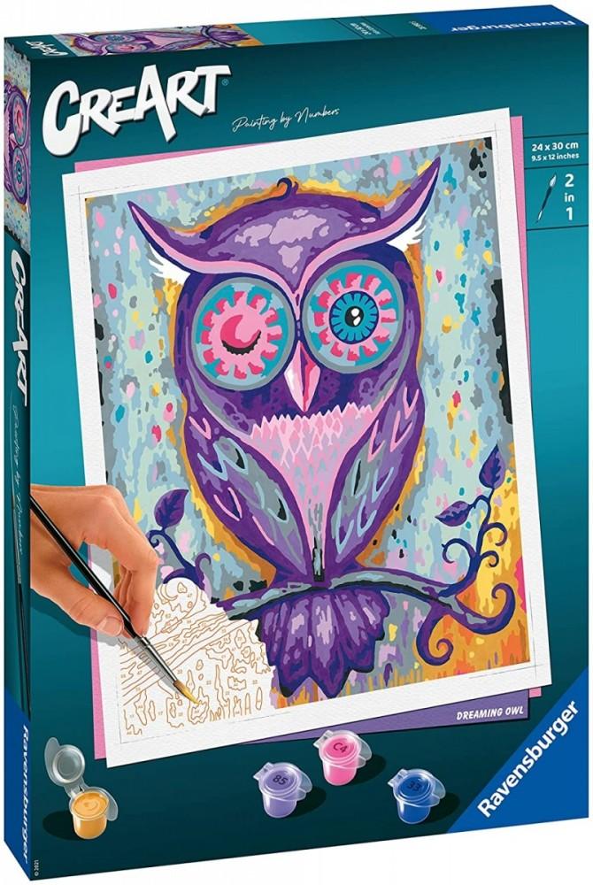 Tapymas pagal skaičius CreArt Dreaming Owl 28990 Ravensburger