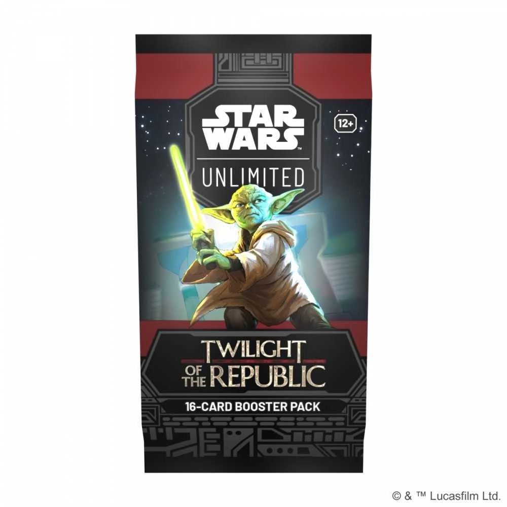 Lucasfilm Kolekcionuojamų Kortelių Žaidimas - Star Wars: Unlimited TCG Twilight of the Republic Booster Box Set 24 Pakeliai, 9 Įprastos Kortelės, 3 Neįprastos Kortelės, 1 Retas Kortelė, 1 Lyderis, 1 Bazė/Žetonas, 1 Folijos Kortelė