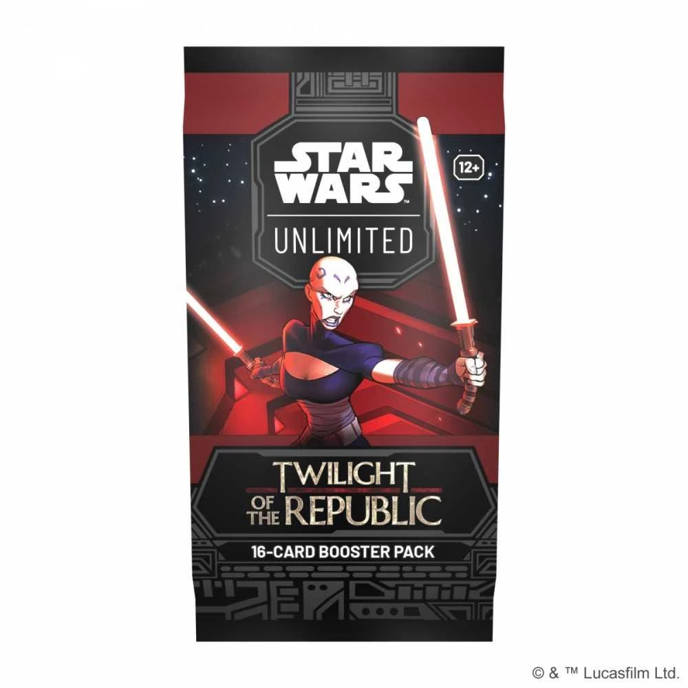 Lucasfilm Kolekcionuojamų Kortelių Žaidimas - Star Wars: Unlimited TCG Twilight of the Republic Booster Box Set 24 Pakeliai, 9 Įprastos Kortelės, 3 Neįprastos Kortelės, 1 Retas Kortelė, 1 Lyderis, 1 Bazė/Žetonas, 1 Folijos Kortelė