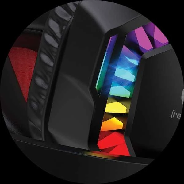 Rebeltec žaidimų ausinių RGB apšvietimo detalė