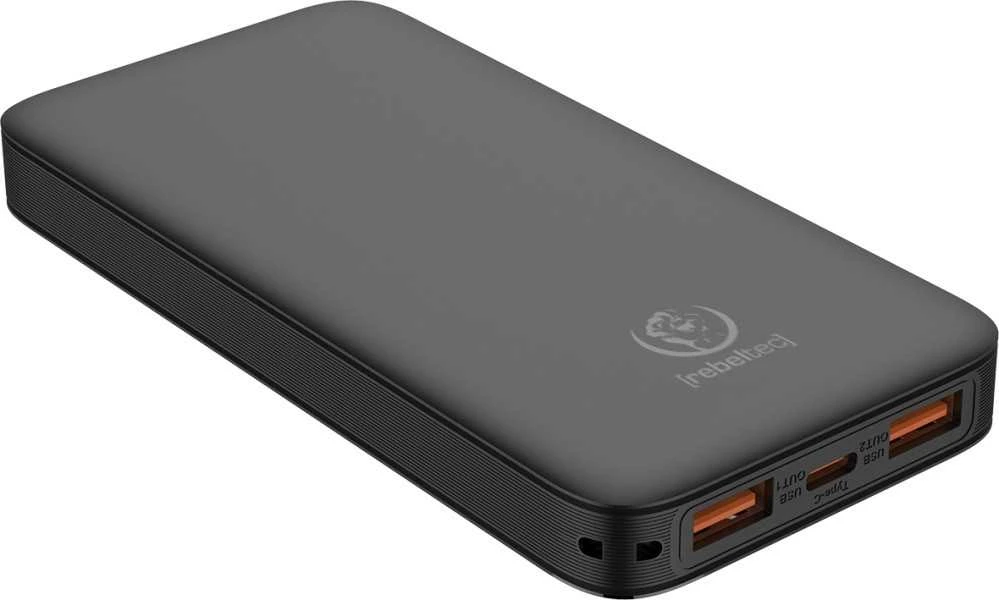 Rebeltec Powerbank P10 LCDPD 10 000mAh LAMP su funkcija stiprus šviesos šaltinis, galingumas išėjimas 22.5W Port Delivery (PD20W)