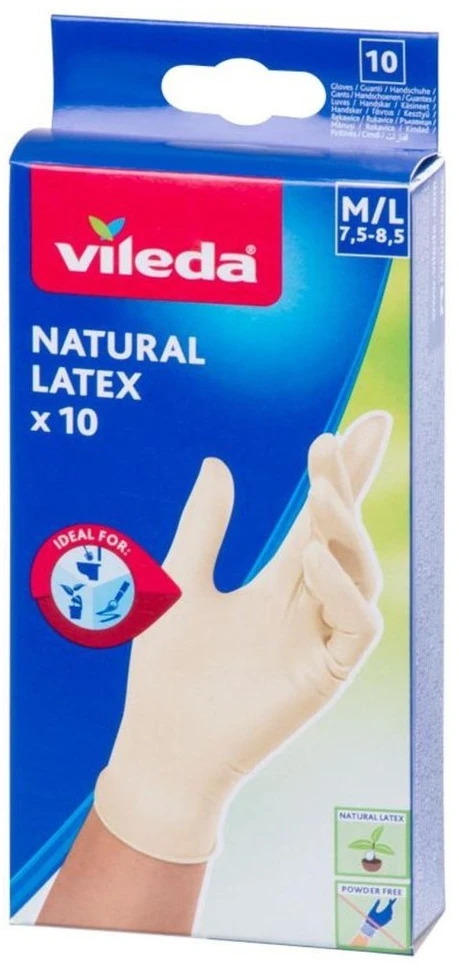 VILEDA Natural Latex natūralaus latekso pirštinės, S/M dydis, 10 vnt.