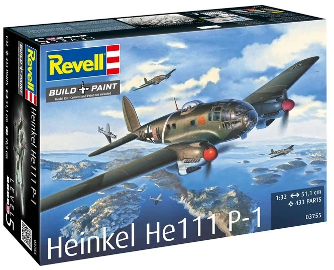 Revell Heinkel He 111 P-1 plastikinis lėktuvo modelis 1/32, 51 cm
