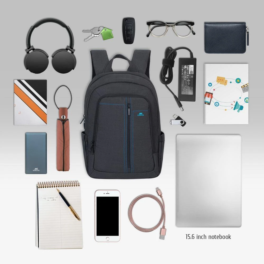 Rivacase CANVAS 7560 kuprinė nešiojamam kompiuteriui iki 15.6" (juoda)