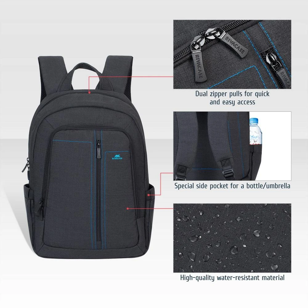 Rivacase CANVAS 7560 kuprinė nešiojamam kompiuteriui iki 15.6" (juoda)