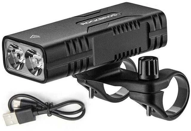 Rockbros 24310002001 dviračio žibintas 850 lm su išorinės baterijos funkcija + USB-C ir USB-A laidas – juodos spalvos