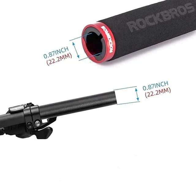 Rockbros BT1001BKRD kempinės formos dviračio vairo rankenos – juodos spalvos ir raudonos