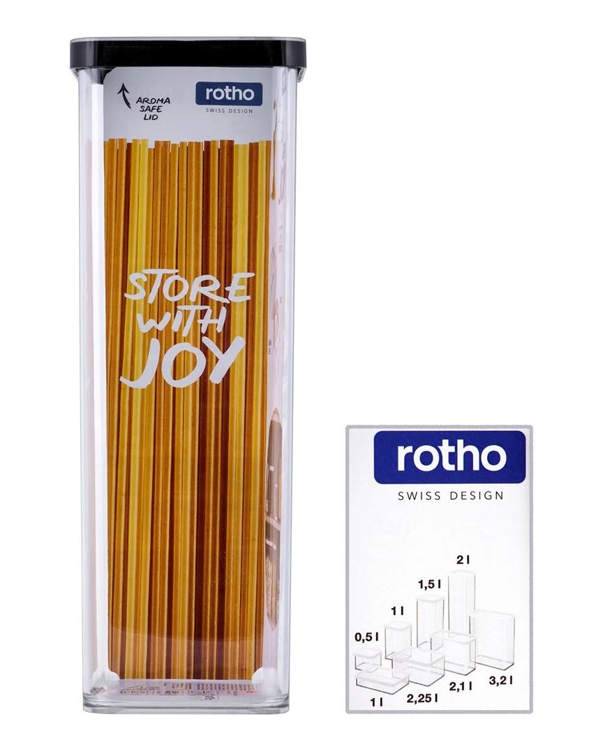 rotho Gyvūnų Maisto Indas - Loft Kvadratinė 2.0L Skaidrus/Juodas